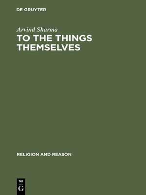 cover image of To the Things Themselves